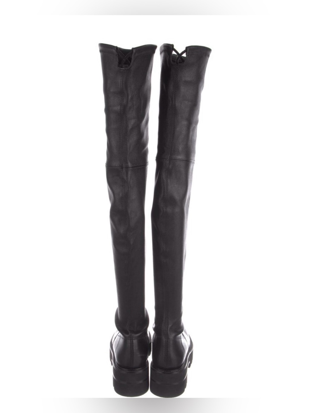 Stuart Weitzman Black Over-the-Knee Leather Boots - Picture 3 of 9
